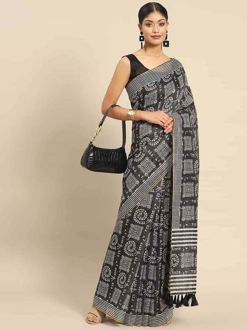 silk land grey woven saree with unstitched blouse