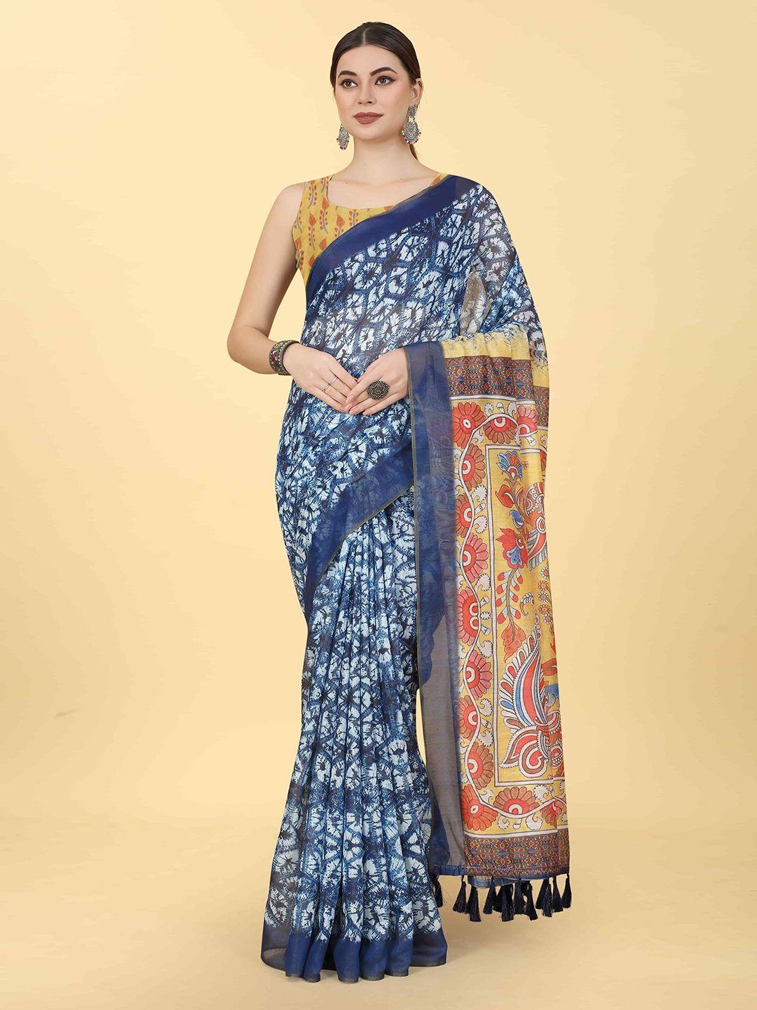 silk land kalamkari printed chanderi saree