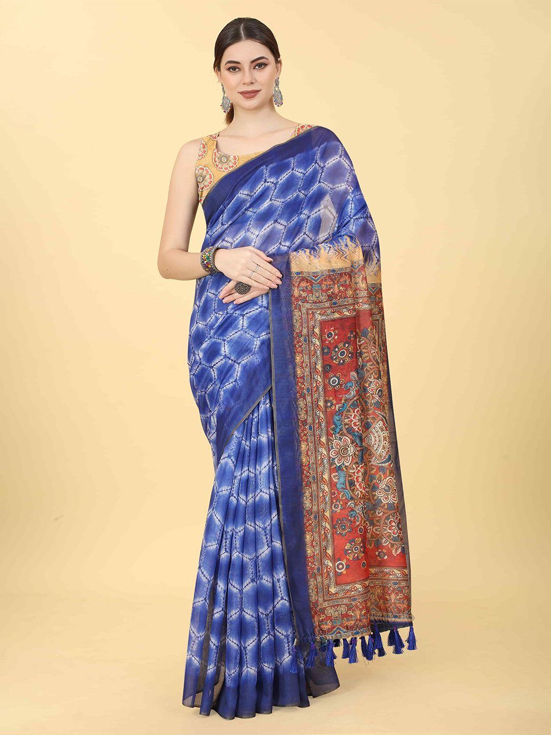 silk land kalamkari printed chanderi saree