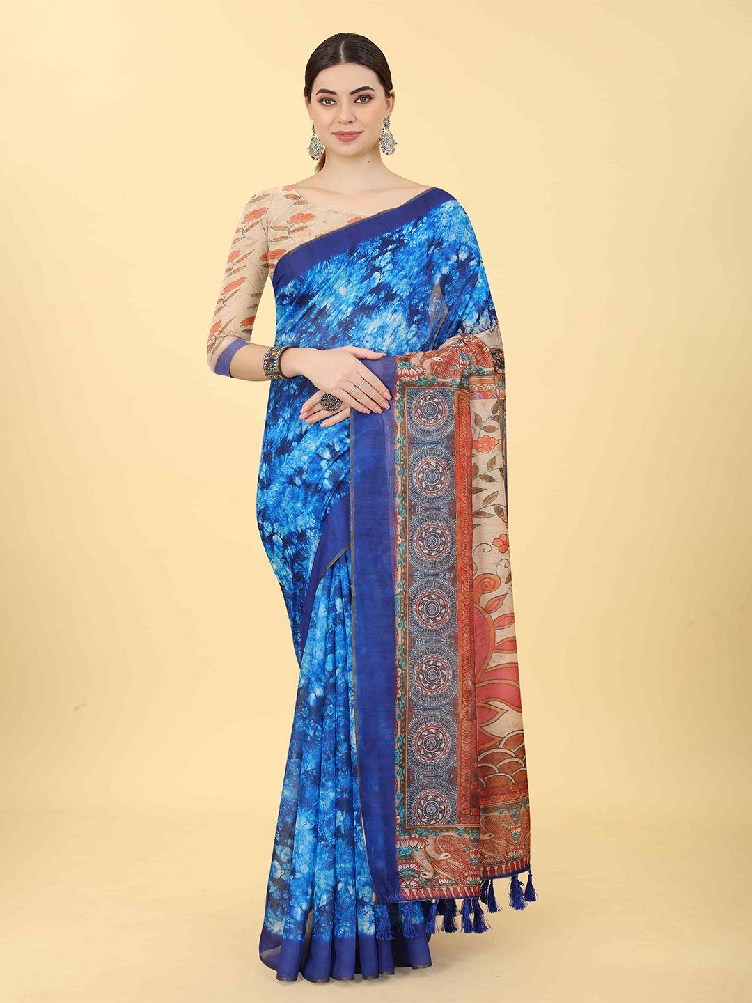 silk land kalamkari printed zari chanderi saree