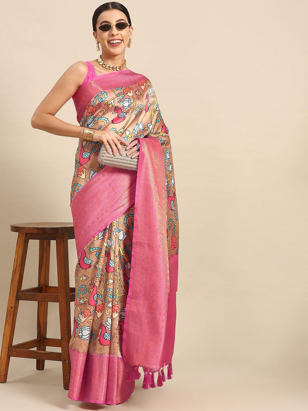 silk land kalamkari zari art silk banarasi saree