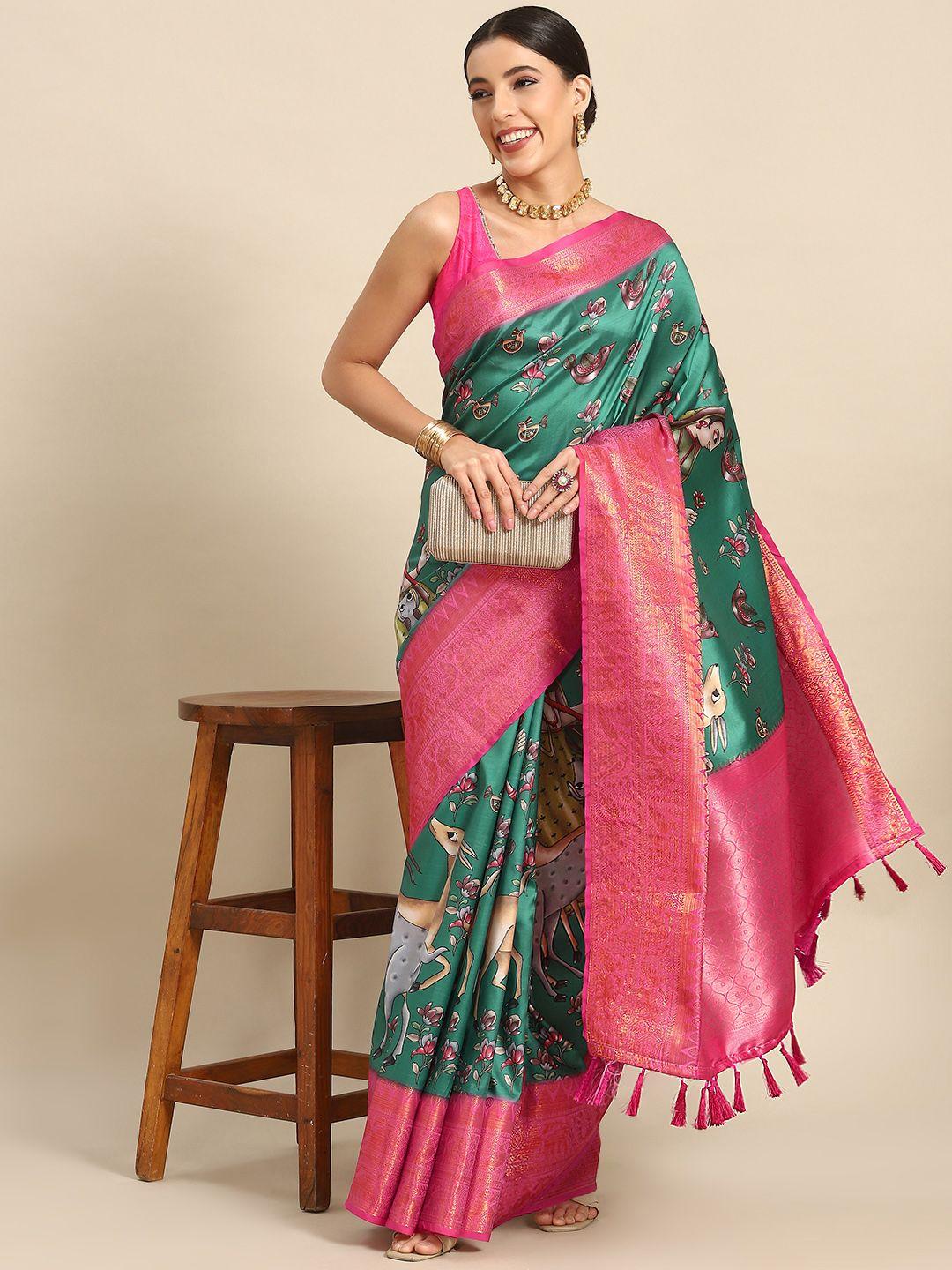 silk land kalamkari zari art silk banarasi saree