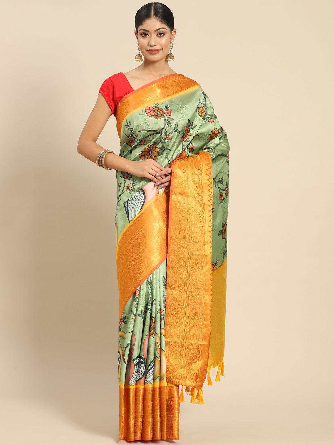 silk land kalamkari zari art silk kanjeevaram saree