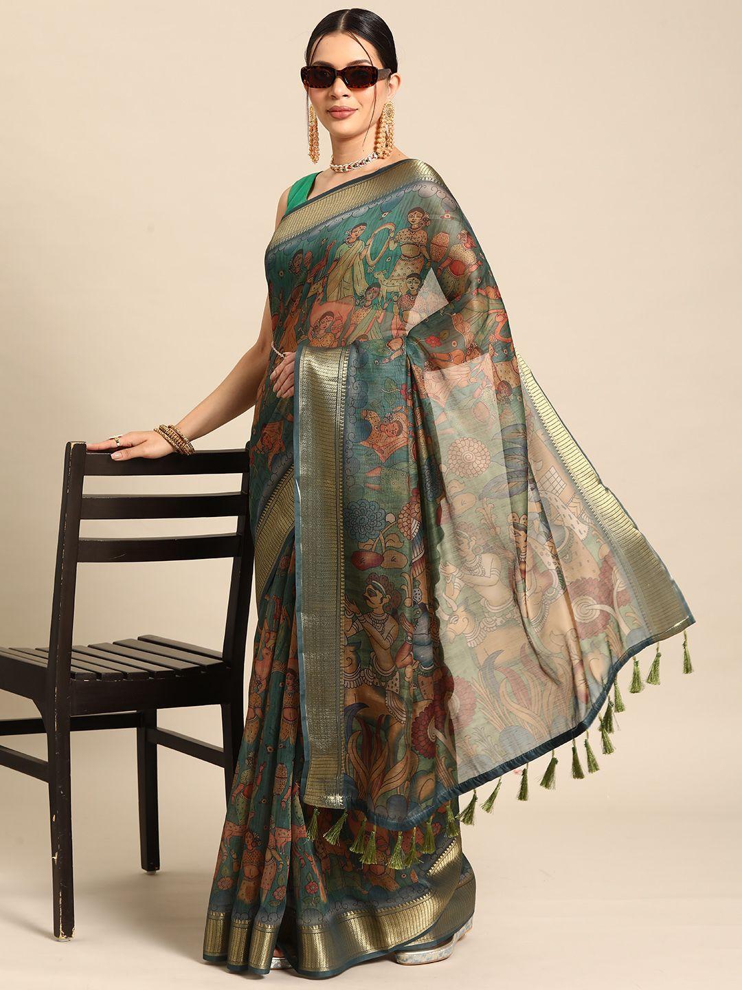 silk land kalamkari zari chanderi saree