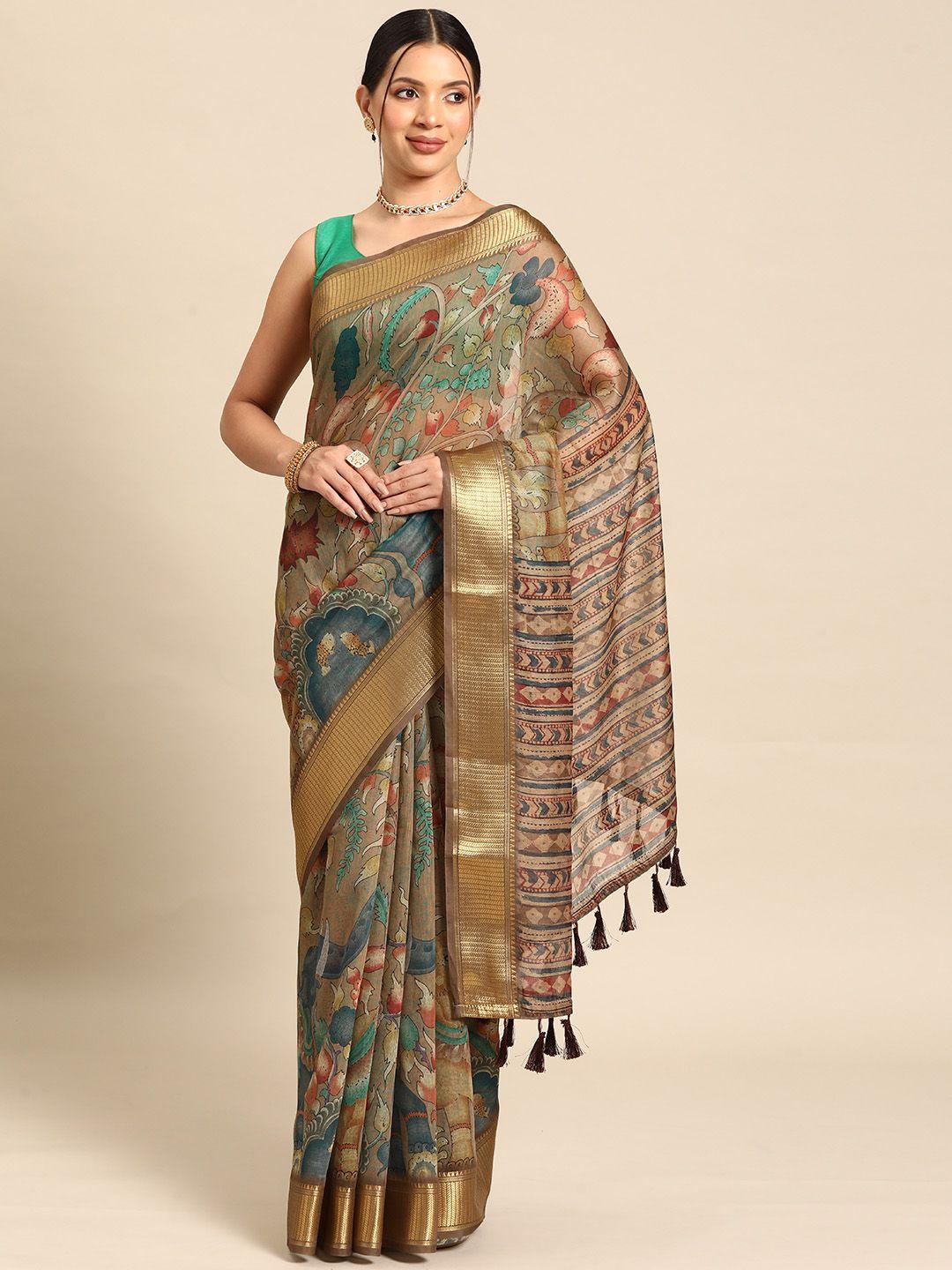 silk land kalamkari zari chanderi saree