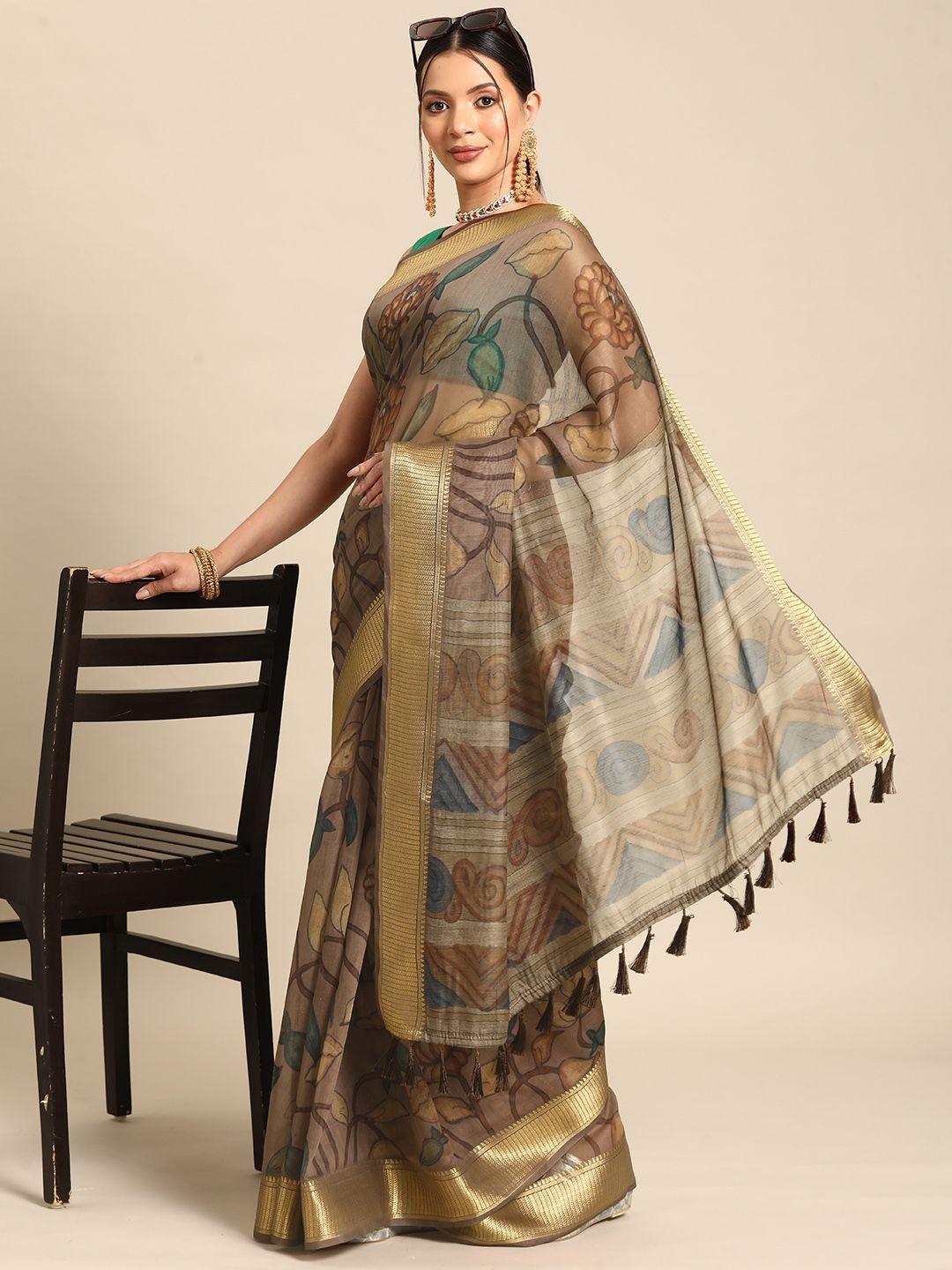 silk land kalamkari zari chanderi saree