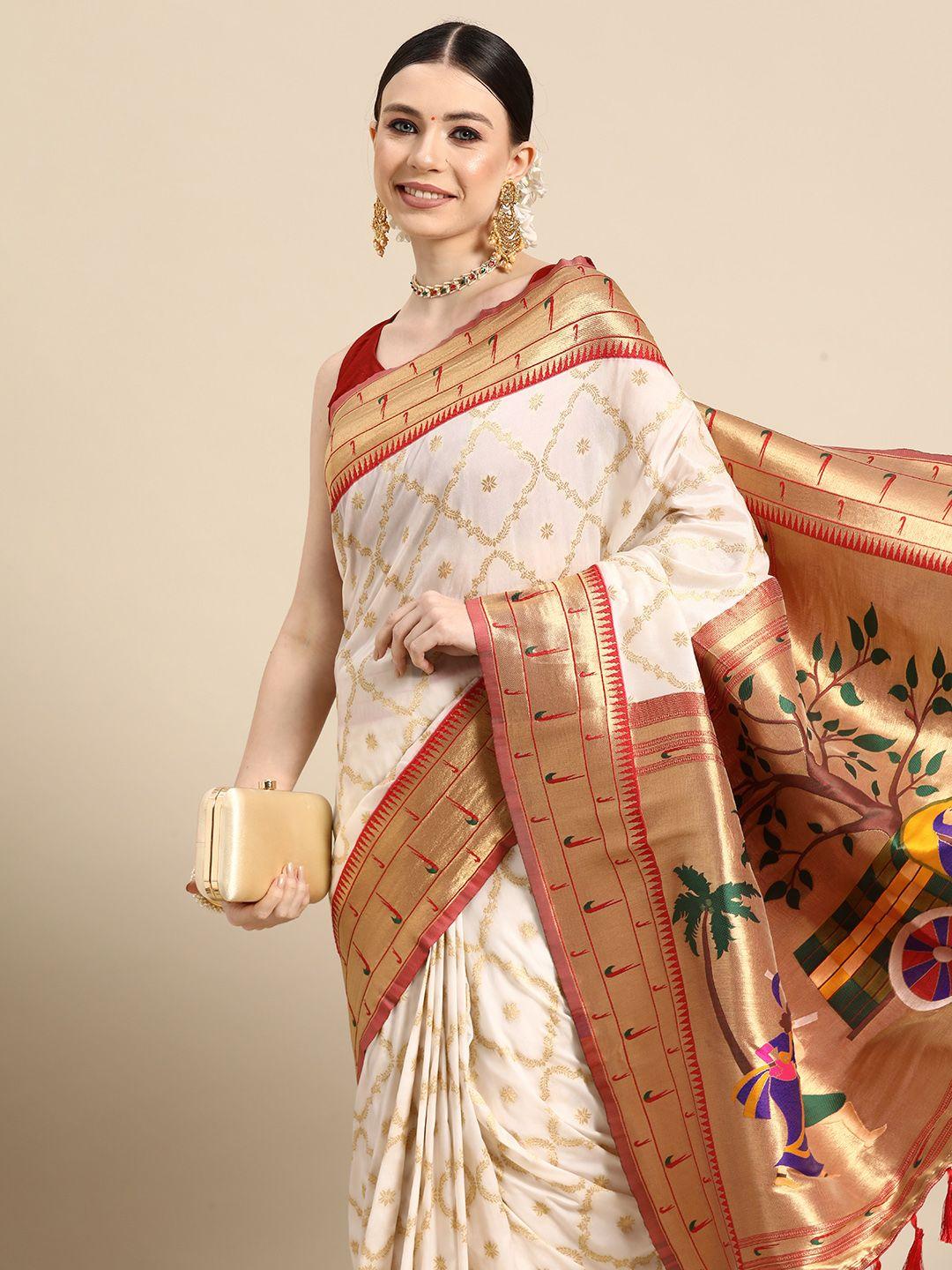 silk land kalamkari zari paithani saree