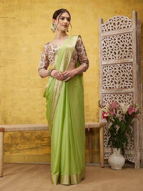 silk land light green saree with blouse