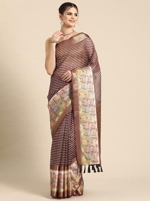 silk land maroon silk striped saree with blouse