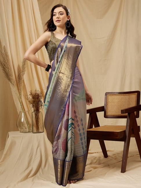 silk land multicolor printed saree with blouse