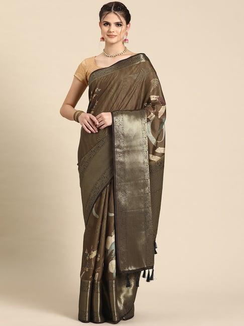 silk land multicolor silk floral print saree with blouse