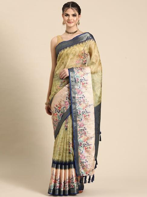 silk land multicolor silk floral print saree with blouse
