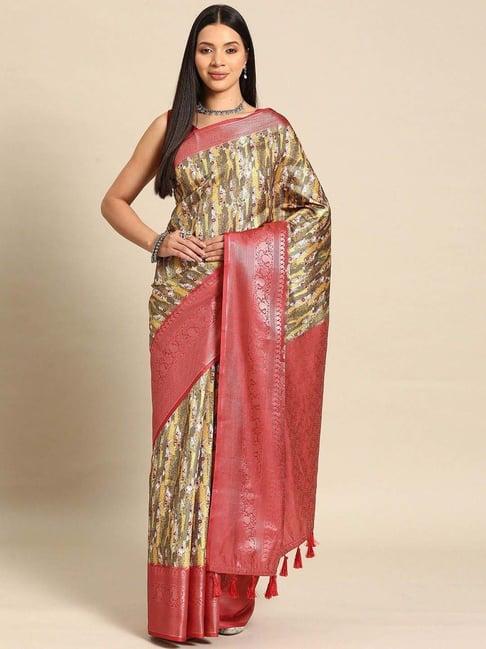 silk land multicolored woven saree with unstitched blouse