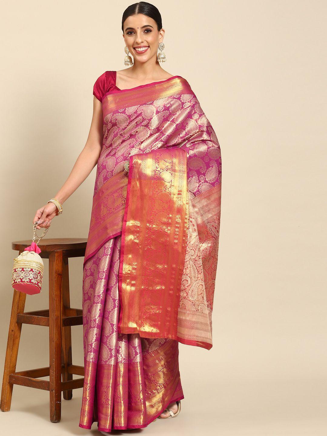 silk land paisley zari art silk kanjeevaram saree