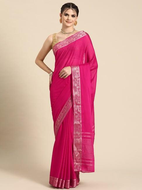 silk land pink woven saree with blouse