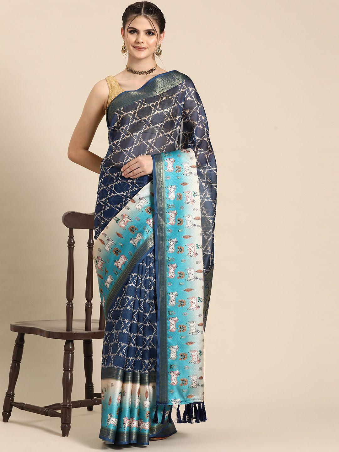 silk land printed zari kanjeevaram saree