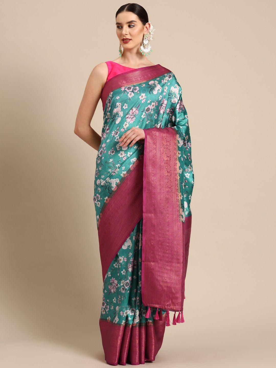 silk land pure silk floral zari banarasi saree with blouse piece