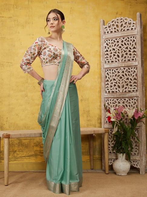 silk land sage green saree with blouse