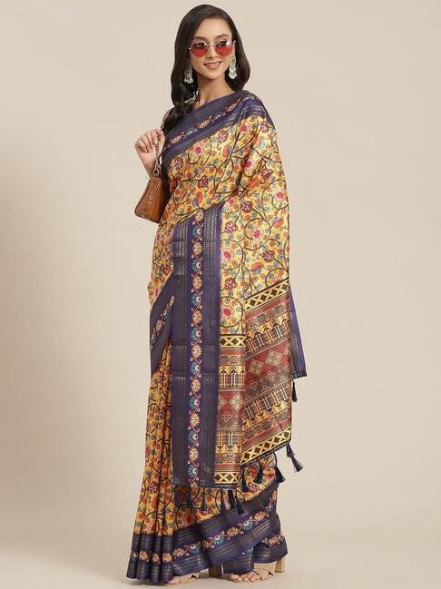 silk land silk multicolored printed saree with unstitched blouse
