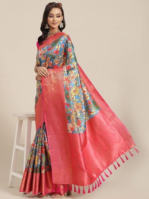 silk land silk multicolored woven saree with unstitched blouse