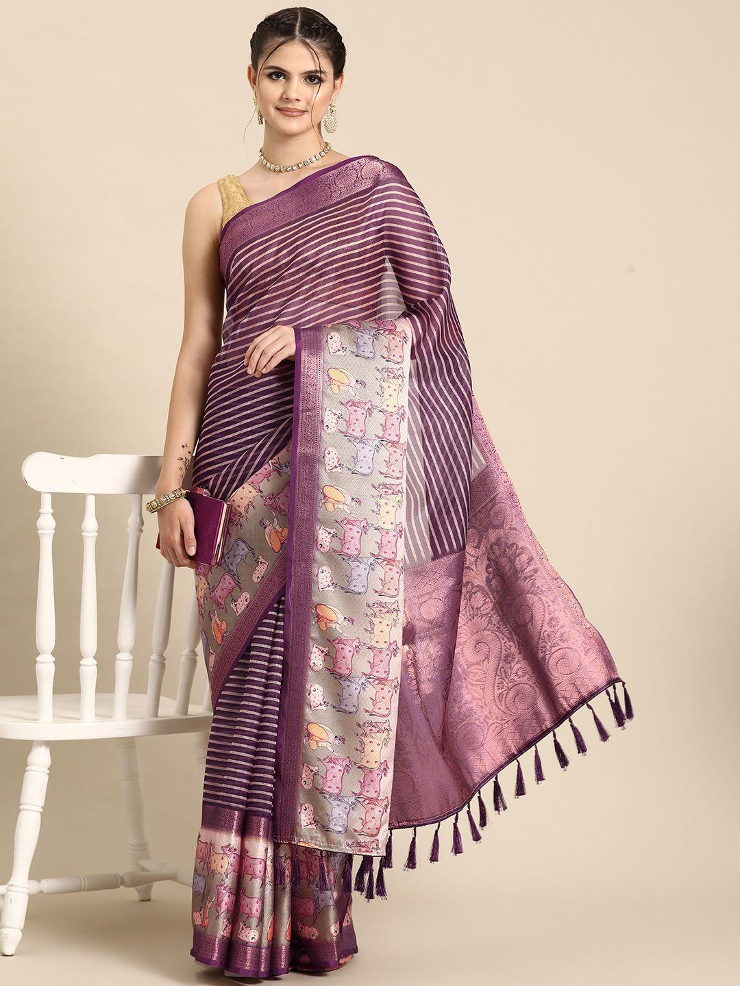 silk land striped zari kanjeevaram saree