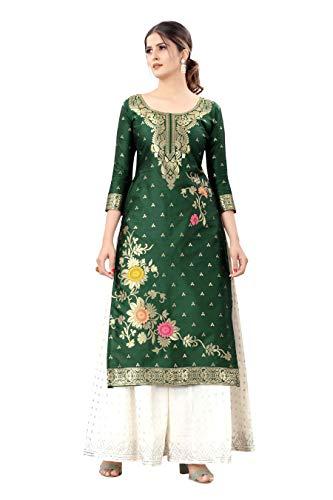 silk land women's woven design green soft silk unstitched dress material (szdmgn-28)