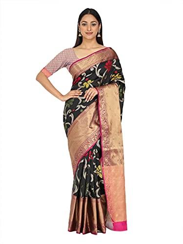 silk land women's woven kora muslin saree with unstitched blouse piece (szkomu-60)