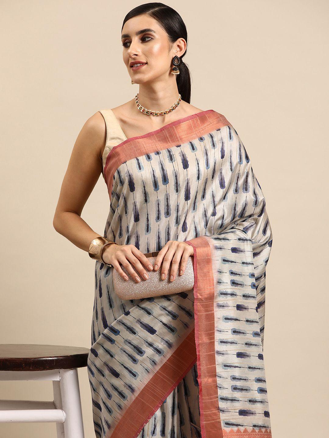 silk land zari khadi saree