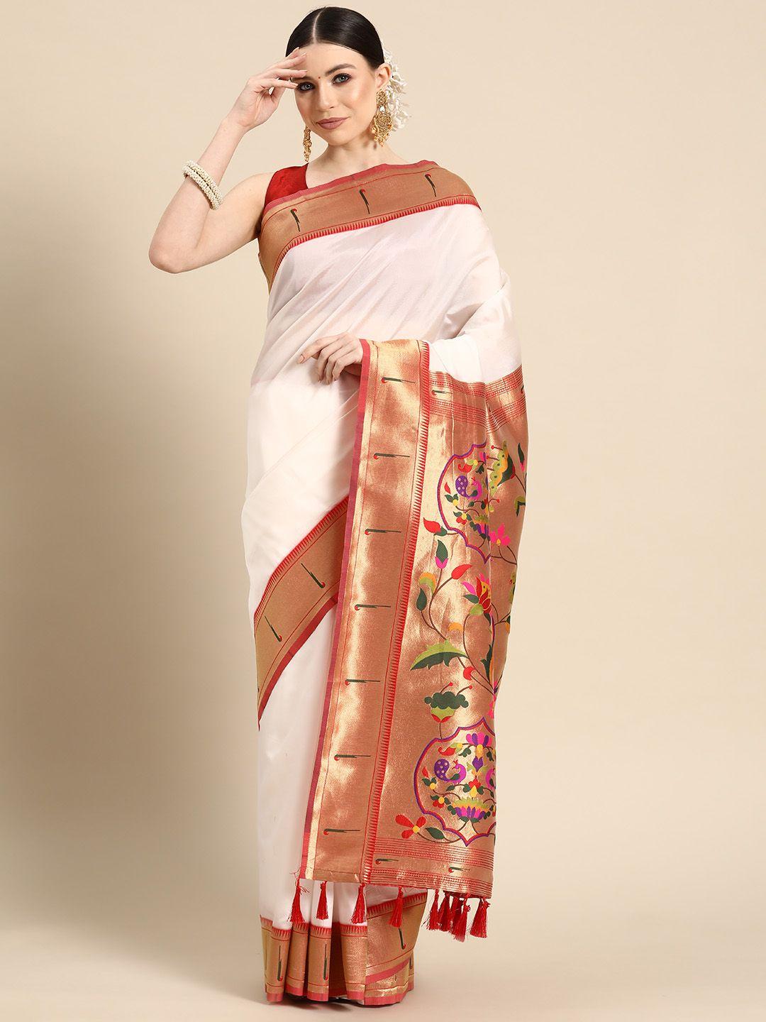 silk land zari paithani saree