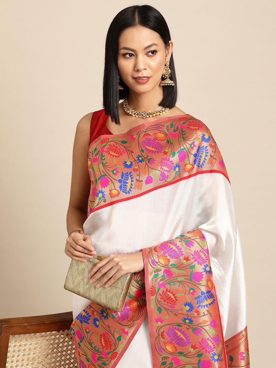 silk land zari paithani saree