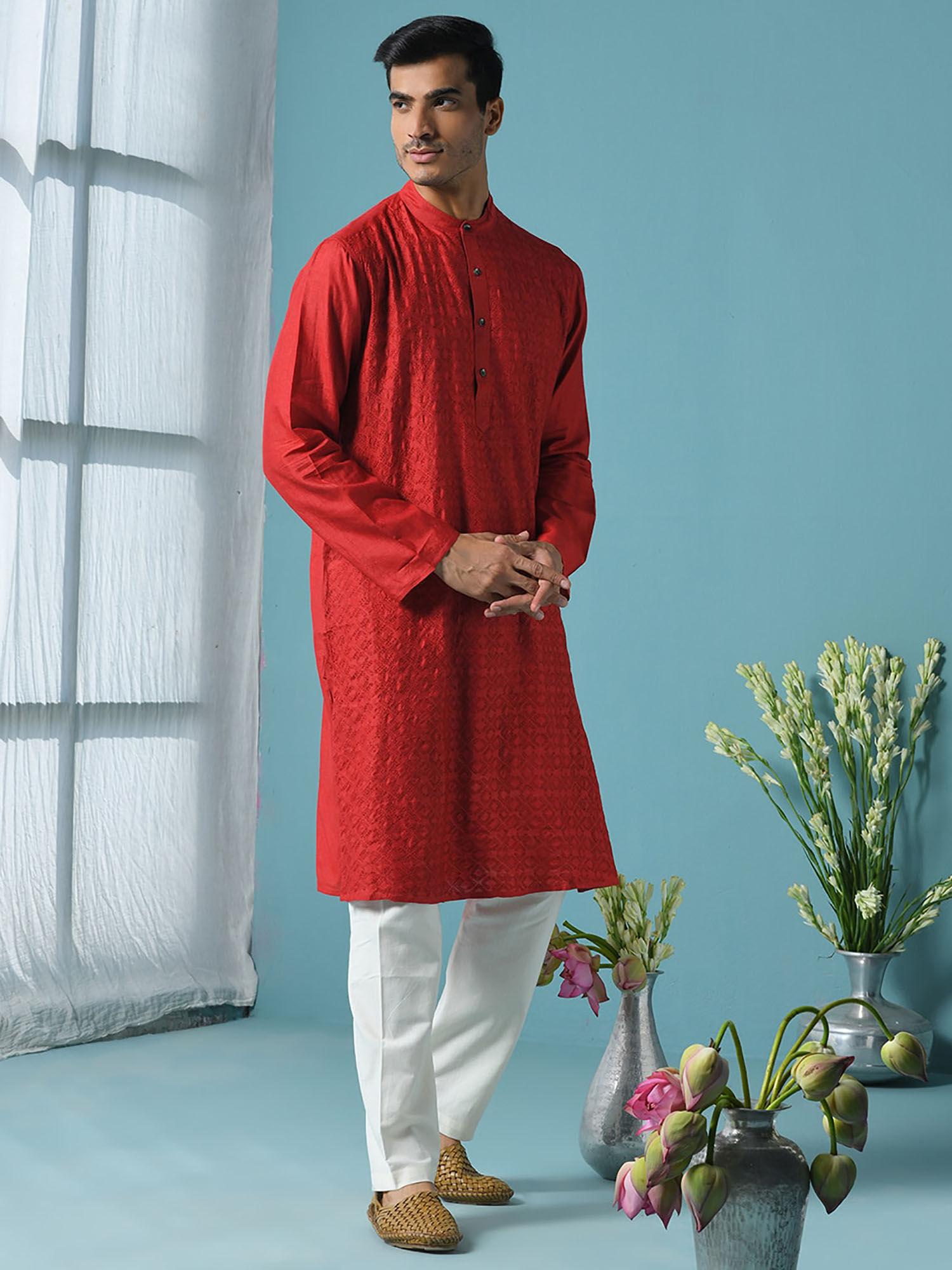 silk lucknavi jaal long kurta