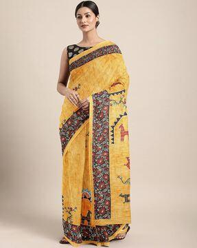 silk printed saree with blouse piece