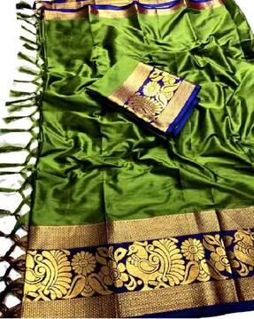 silk saree with contrast zari border