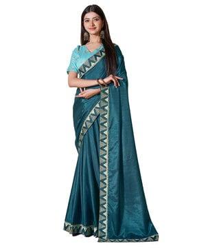 silk saree with embroidered border