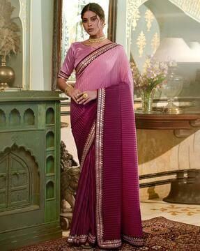 silk saree with embroidered lace border