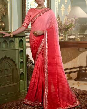 silk saree with embroidered lace border