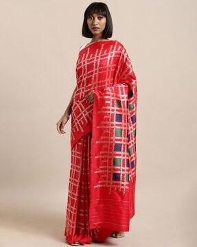 silk saree with floral woven motifs