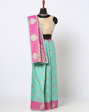 silk saree with floral woven motifs