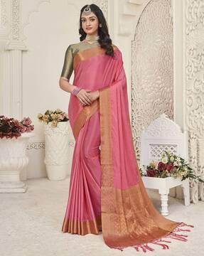 silk saree with floral woven motifs