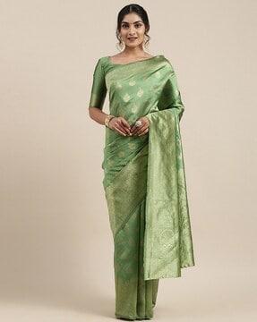 silk saree with floral woven motifs