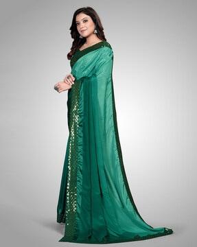 silk saree with sequin embellished border