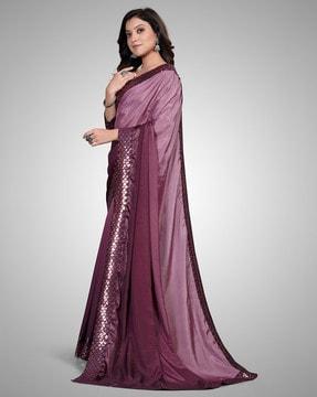 silk saree with sequin embellished border