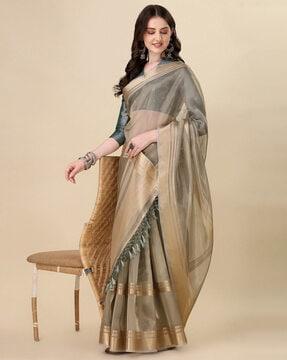 silk saree with tassels