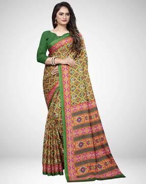 silk saree with unstitched blouse