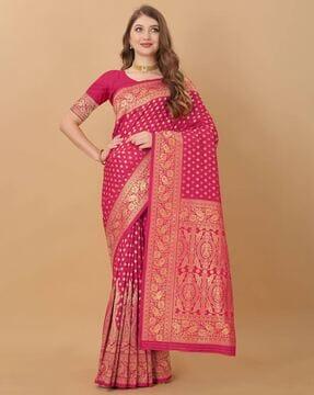 silk saree with woven motifs