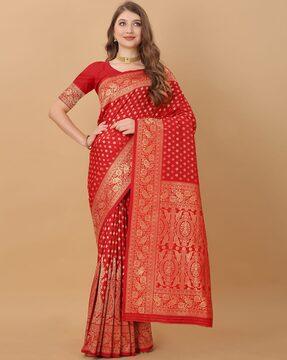 silk saree with woven motifs