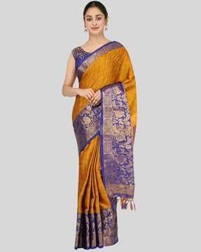 silk saree with woven motifs