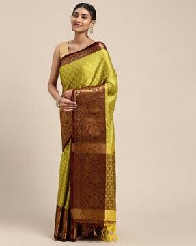 silk saree with woven motifs