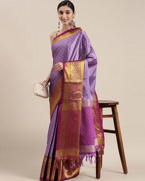 silk saree with woven motifs