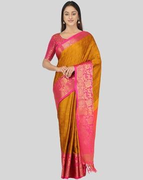 silk saree with woven motifs